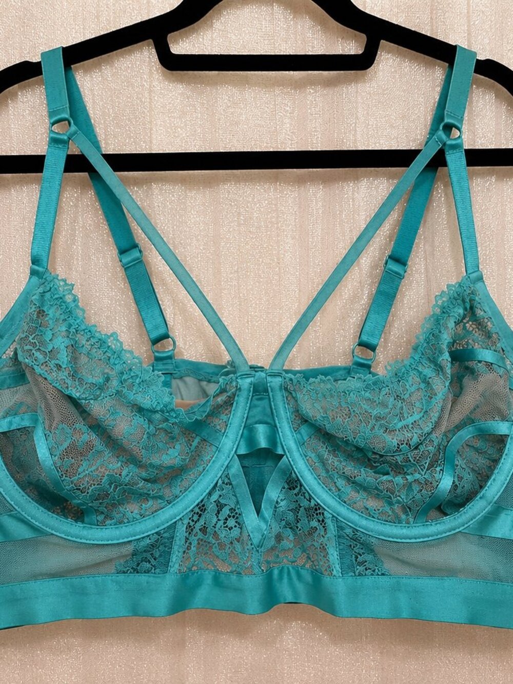 Torrid Teal Lace Mesh Underwire Longline Bra NWOT
